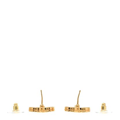 Chanel Metal Enamel CC Denim Heart Earrings Gold Blue 3 of 5