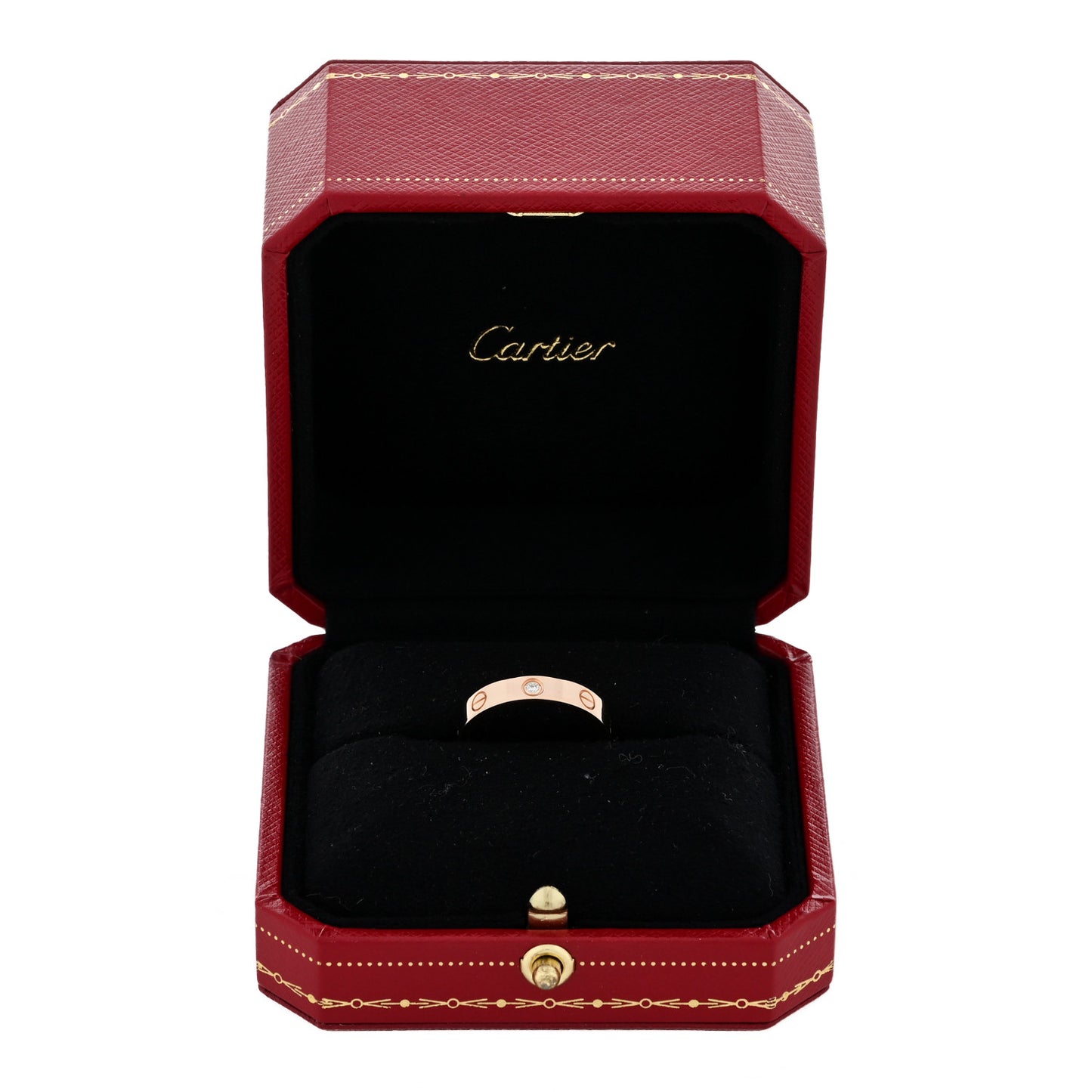 18K Pink Gold Diamond 4mm LOVE Wedding Band Ring 55 7.25