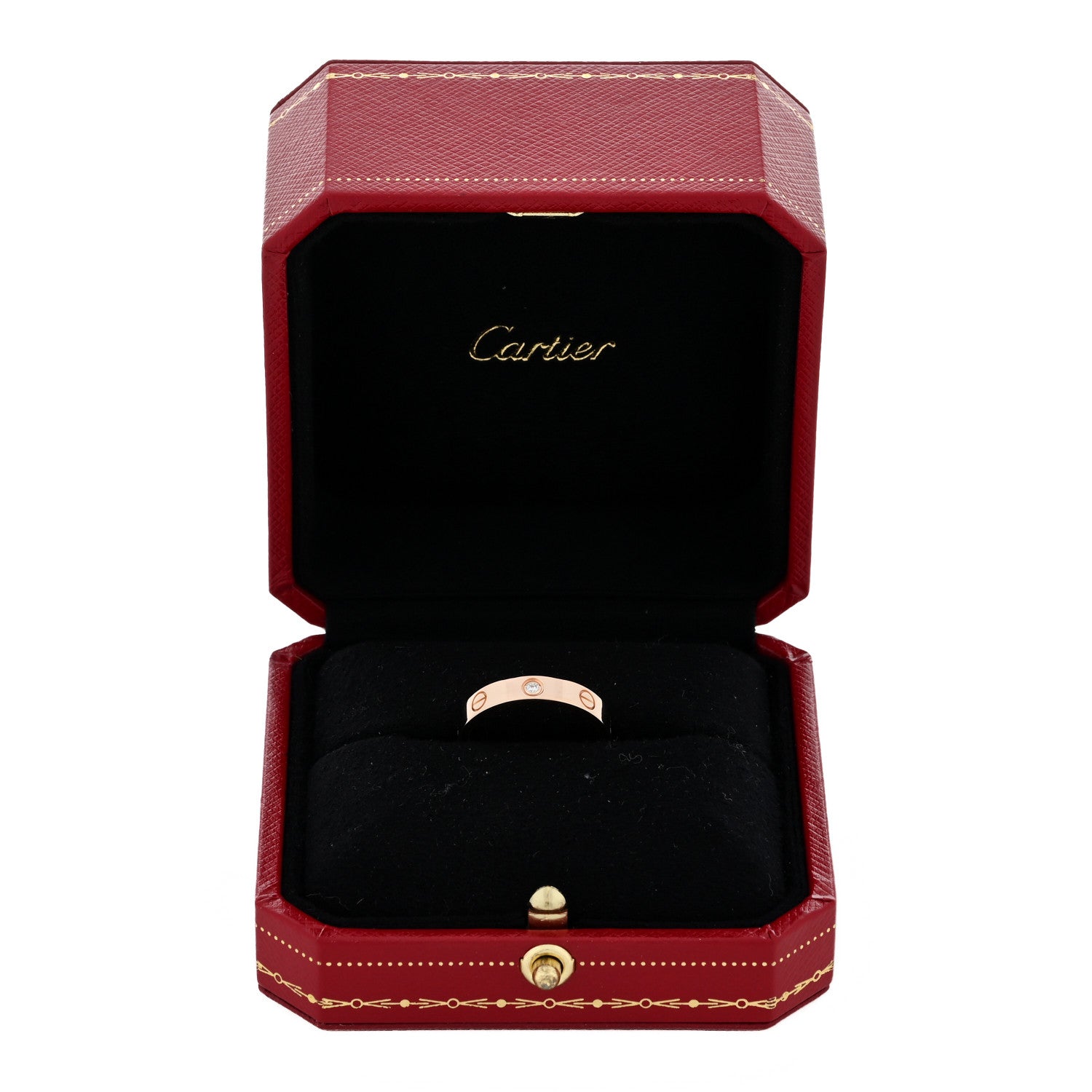 Cartier 18K Pink Gold Diamond 4mm LOVE Wedding Band Ring 55 7.25 5 of 5