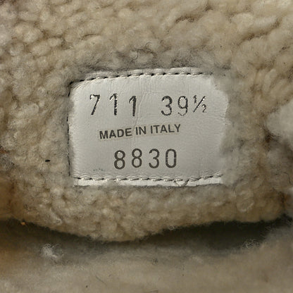 Prada Shearling Metal Triangle Logo 20mm Slippers 39.5 Cognac 6 of 7