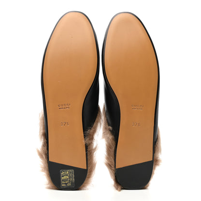Gucci Calfskin Fur Tiger Embroidered Womens Princetown Slippers 37.5 Black 6 of 8