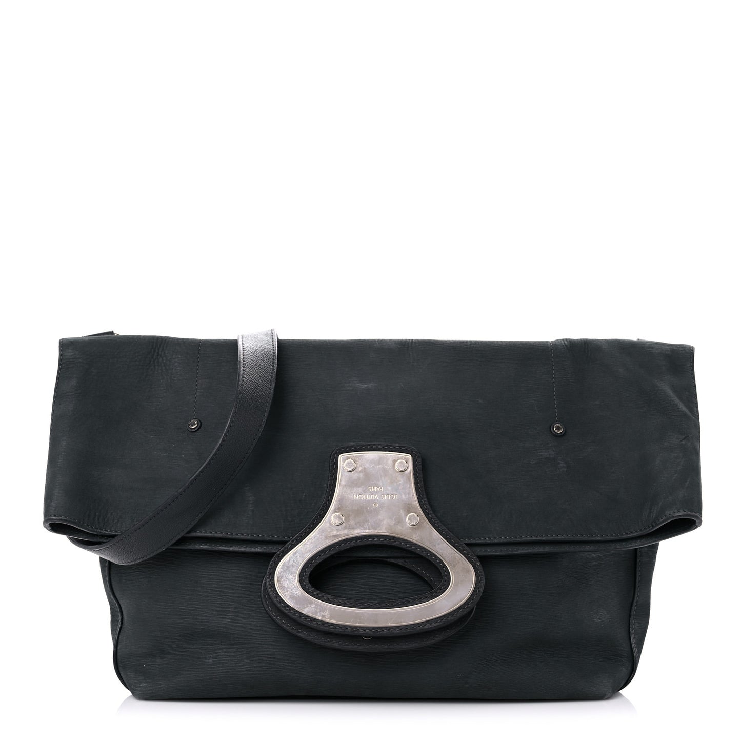 Nubuck Calfskin Folded Messenger Bag Grey