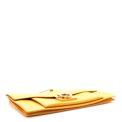 Salvatore Ferragamo Smooth Calfskin Gancini Clutch Yellow 4 of 5