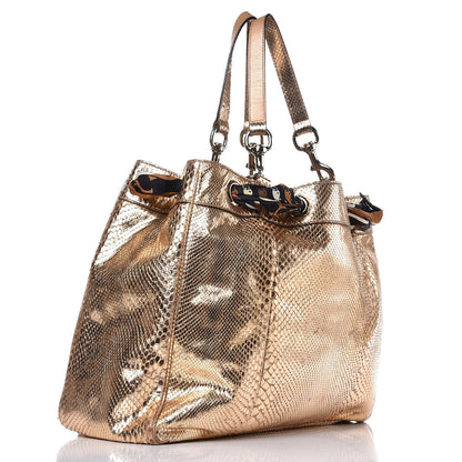 Gucci Metallic Python Large Positano Tote Gold 3 of 11