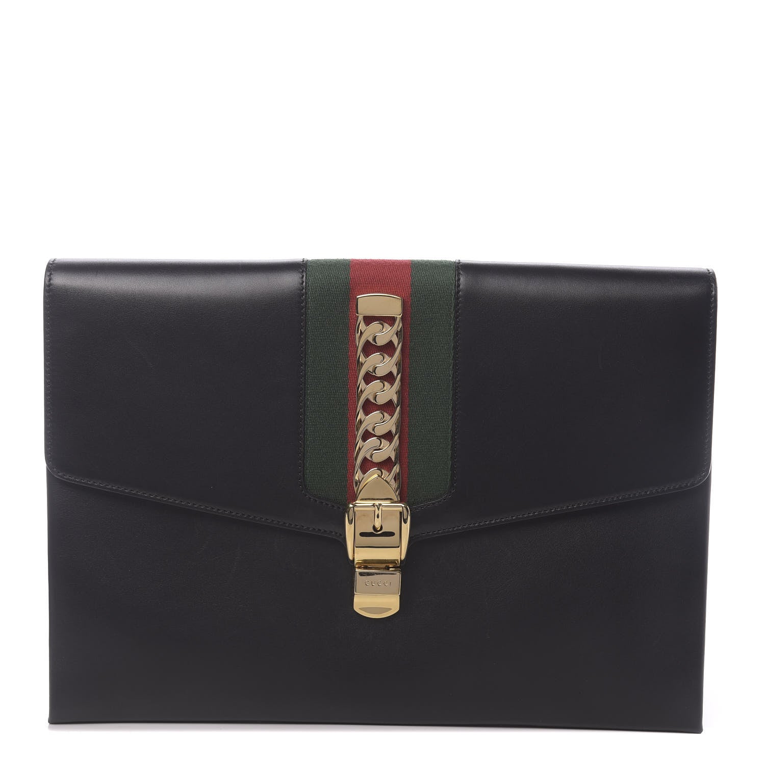 Gucci Calfskin Maxi Sylvie Clutch Black 1 of 19