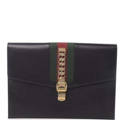 Gucci Calfskin Maxi Sylvie Clutch Black 1 of 19
