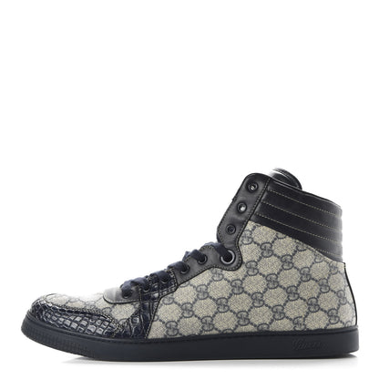 Gucci GG Plus Monogram Crocodile Mens Coda Sneakers 13.5 Blue 1 of 8