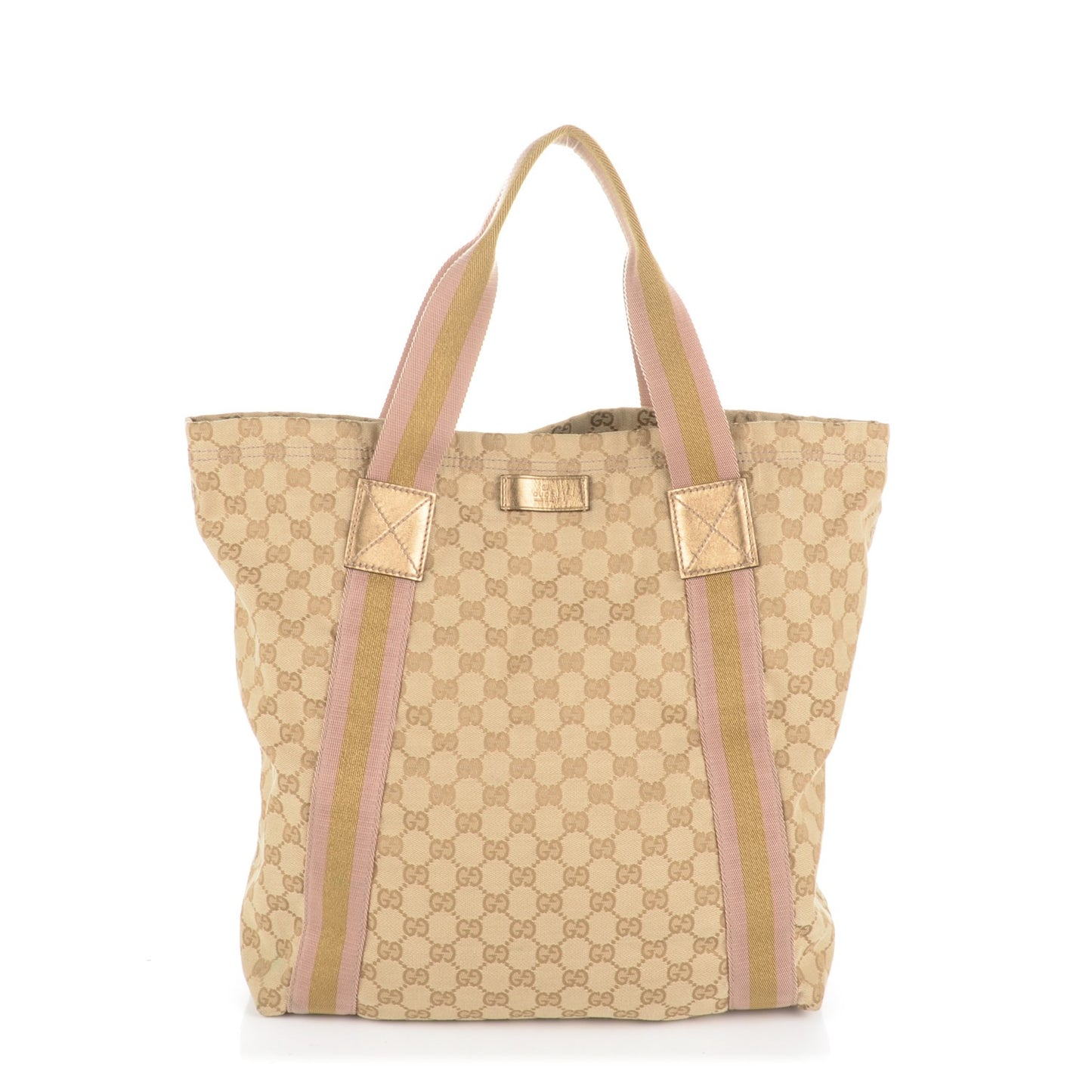 GG Monogram Medium Web Handle Vertical Tote Pink Gold