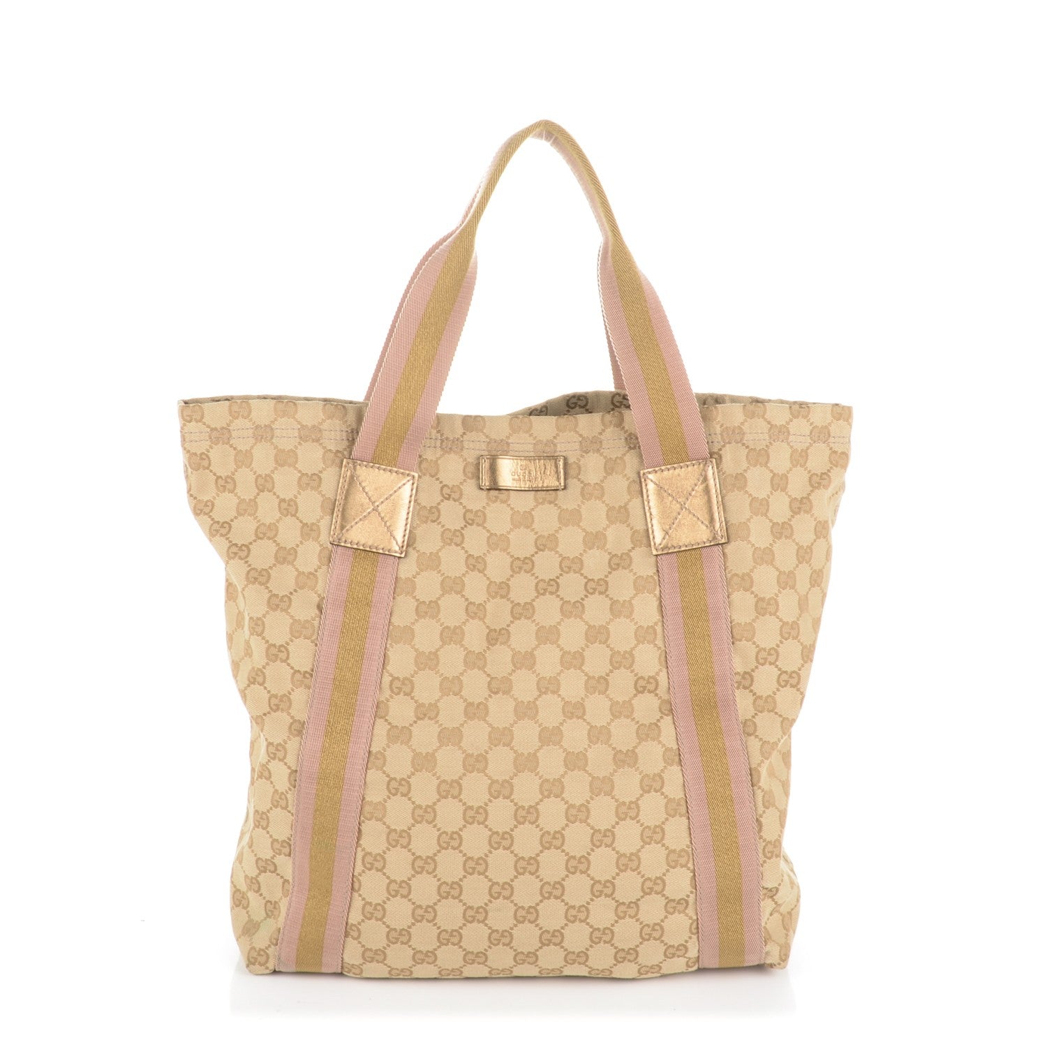 Gucci GG Monogram Medium Web Handle Vertical Tote Pink Gold 1 of 7