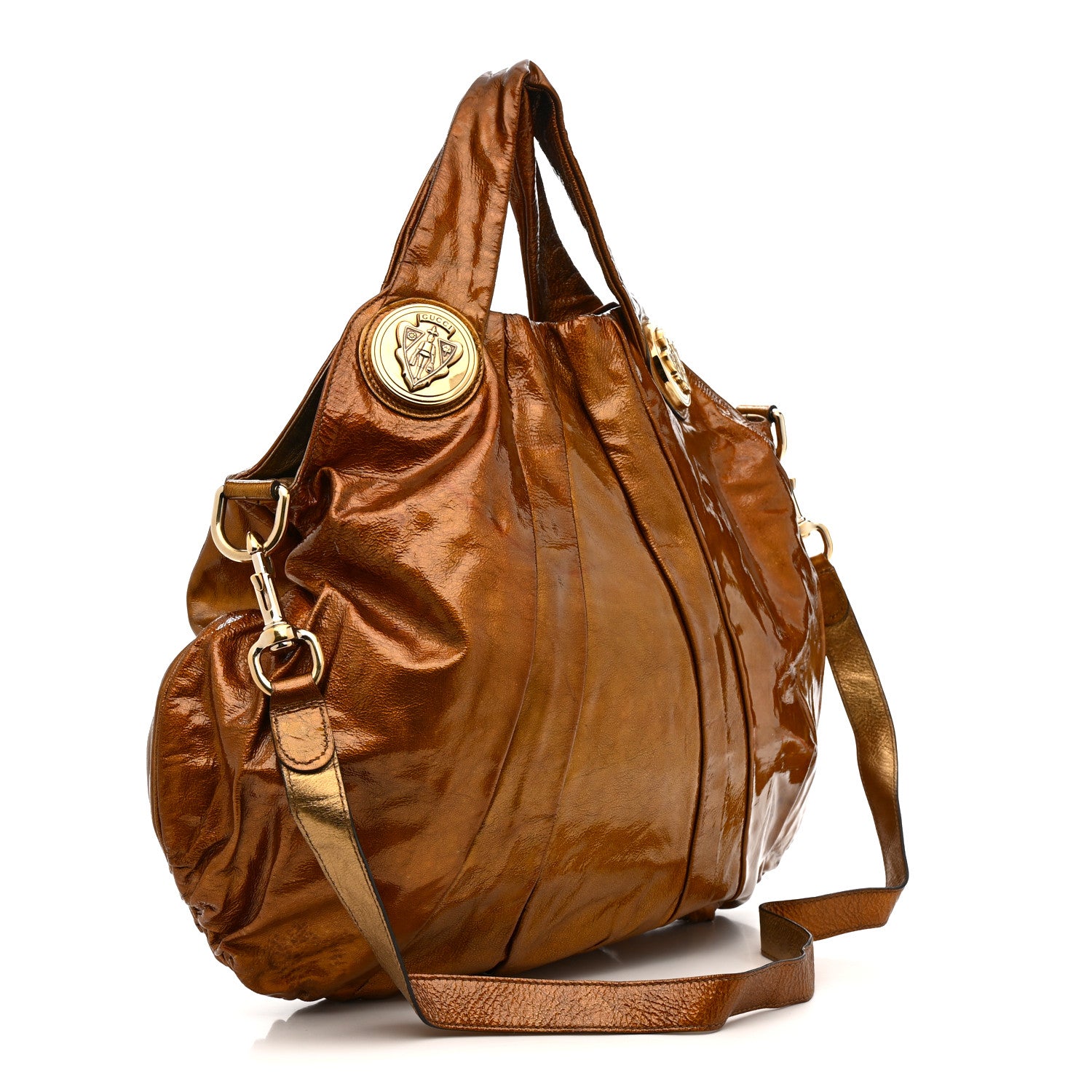 Gucci Patent Medium Hysteria Top Handle Bag Gold 3 of 20
