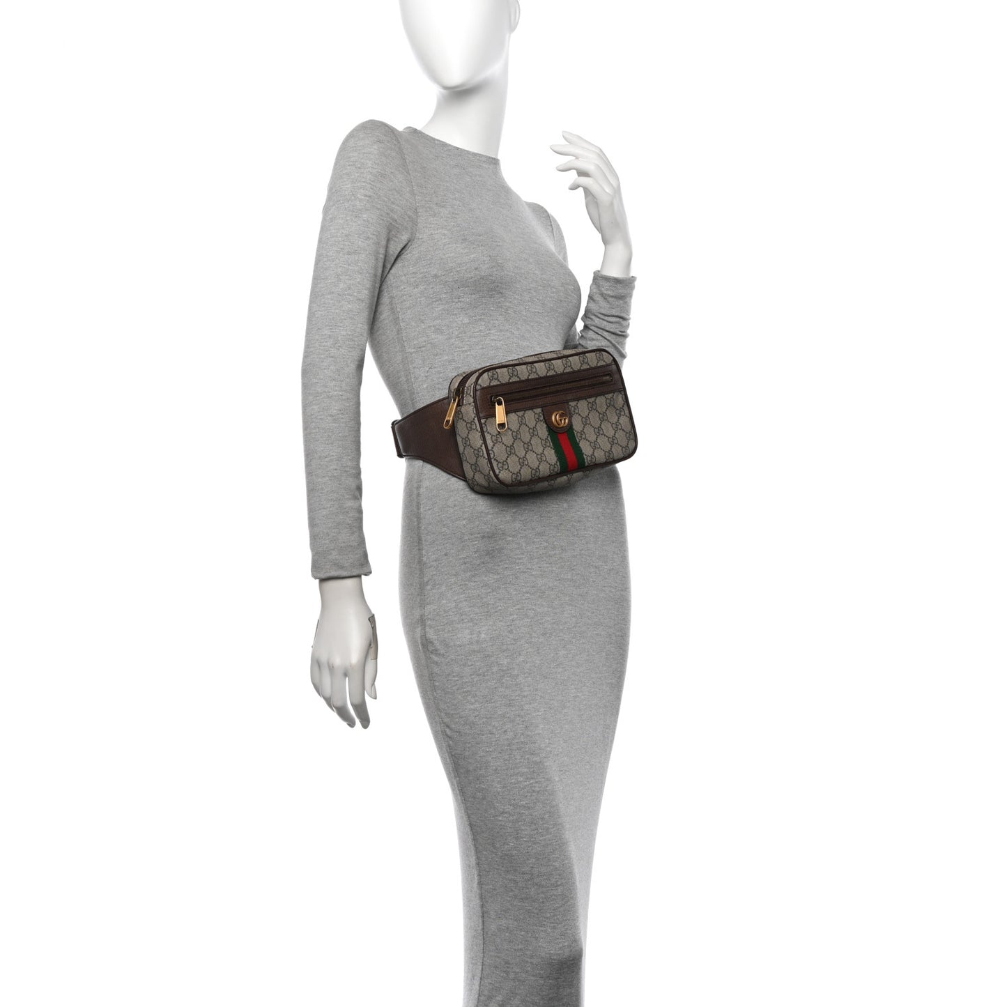 Soft GG Supreme Monogram Medium Ophidia Belt Bag Dark Brown