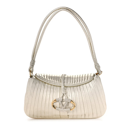 Valentino Garavani Metallic Calfskin Crystal Vlogo Flap Gold 1 of 8