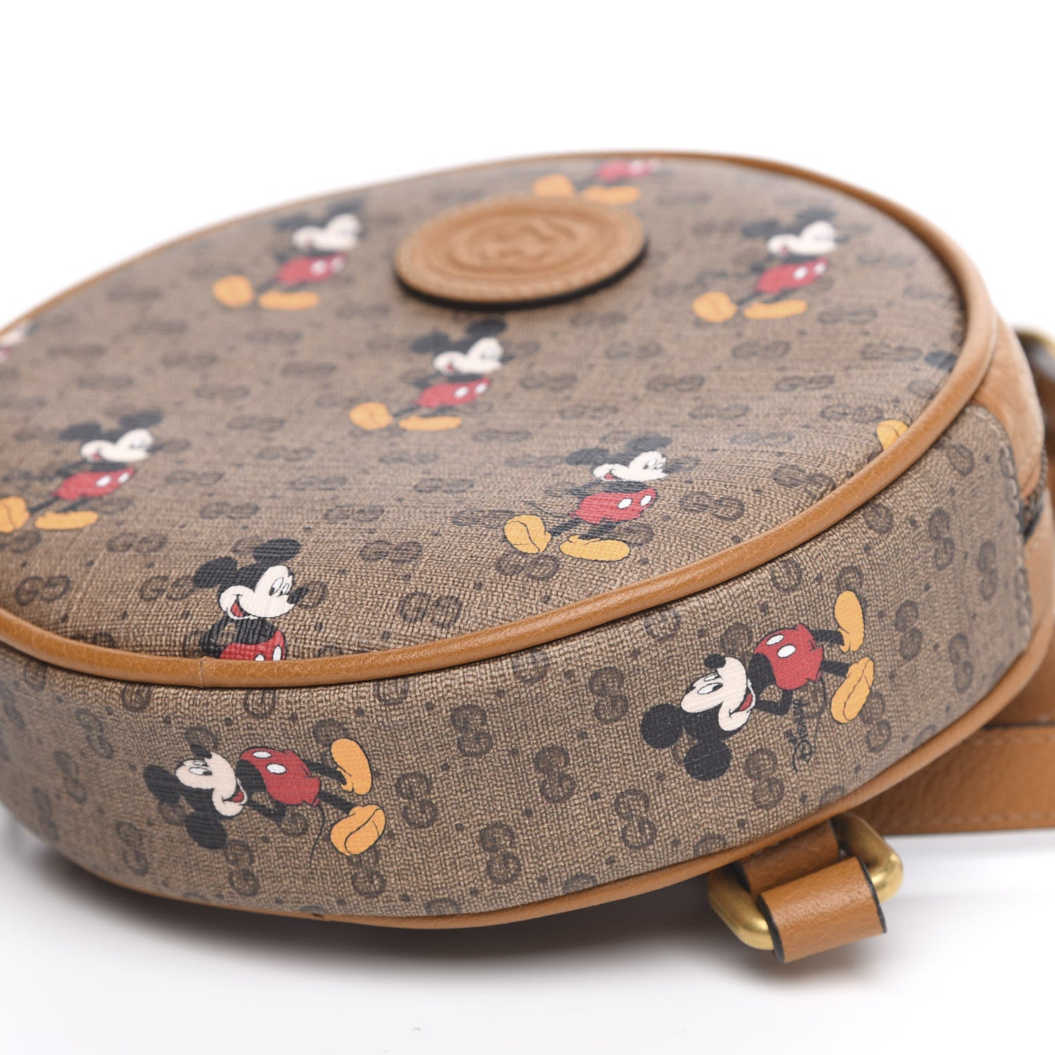 Gucci X DISNEY Mini Vintage GG Supreme Monogram Mickey Mouse Round Backpack Beige Vintage Sun Oil 9 of 10