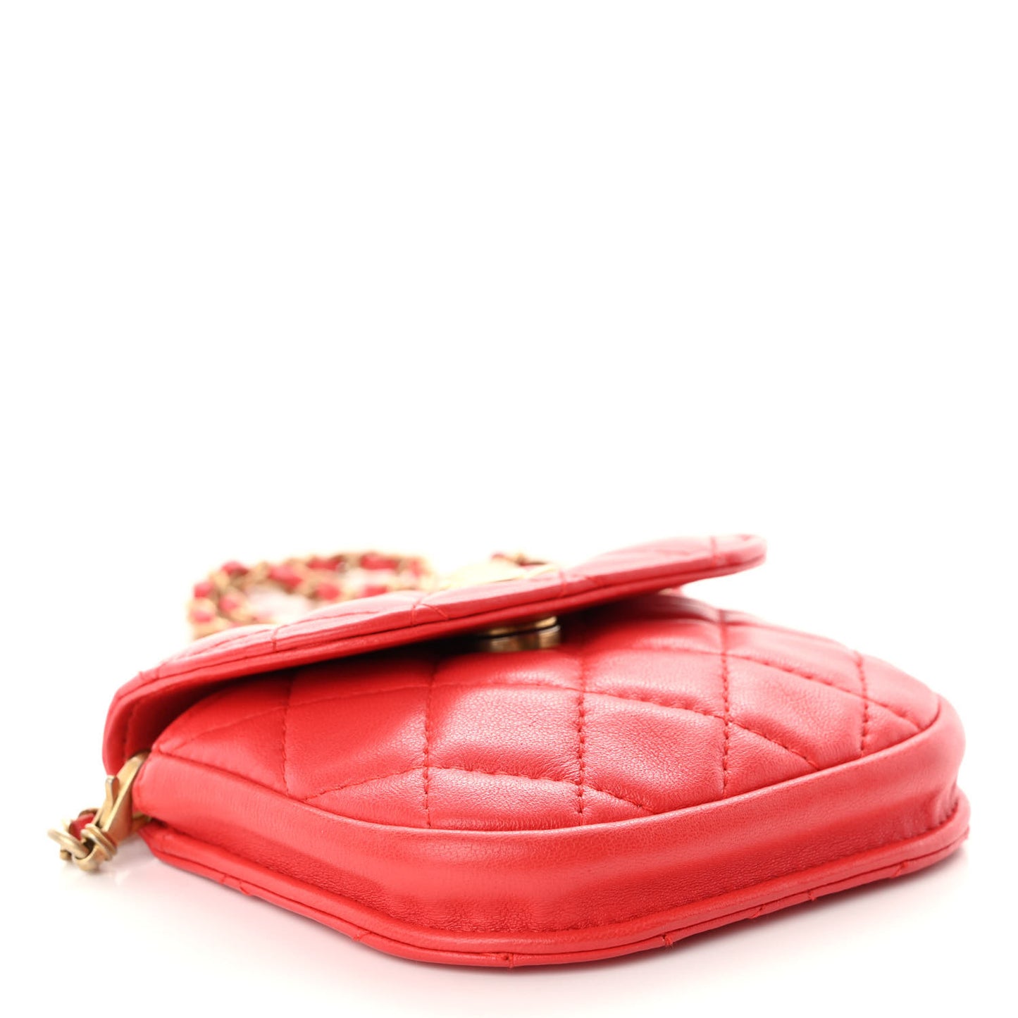Lambskin Quilted Pearl Crush Waist Bag Red