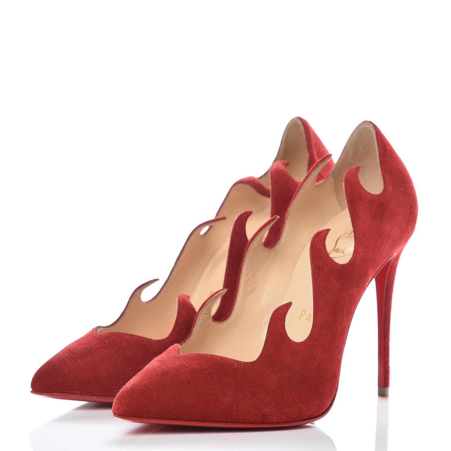 Christian Louboutin Veau Velours Olavague 100 Pumps 36 Rougissime 3 of 8