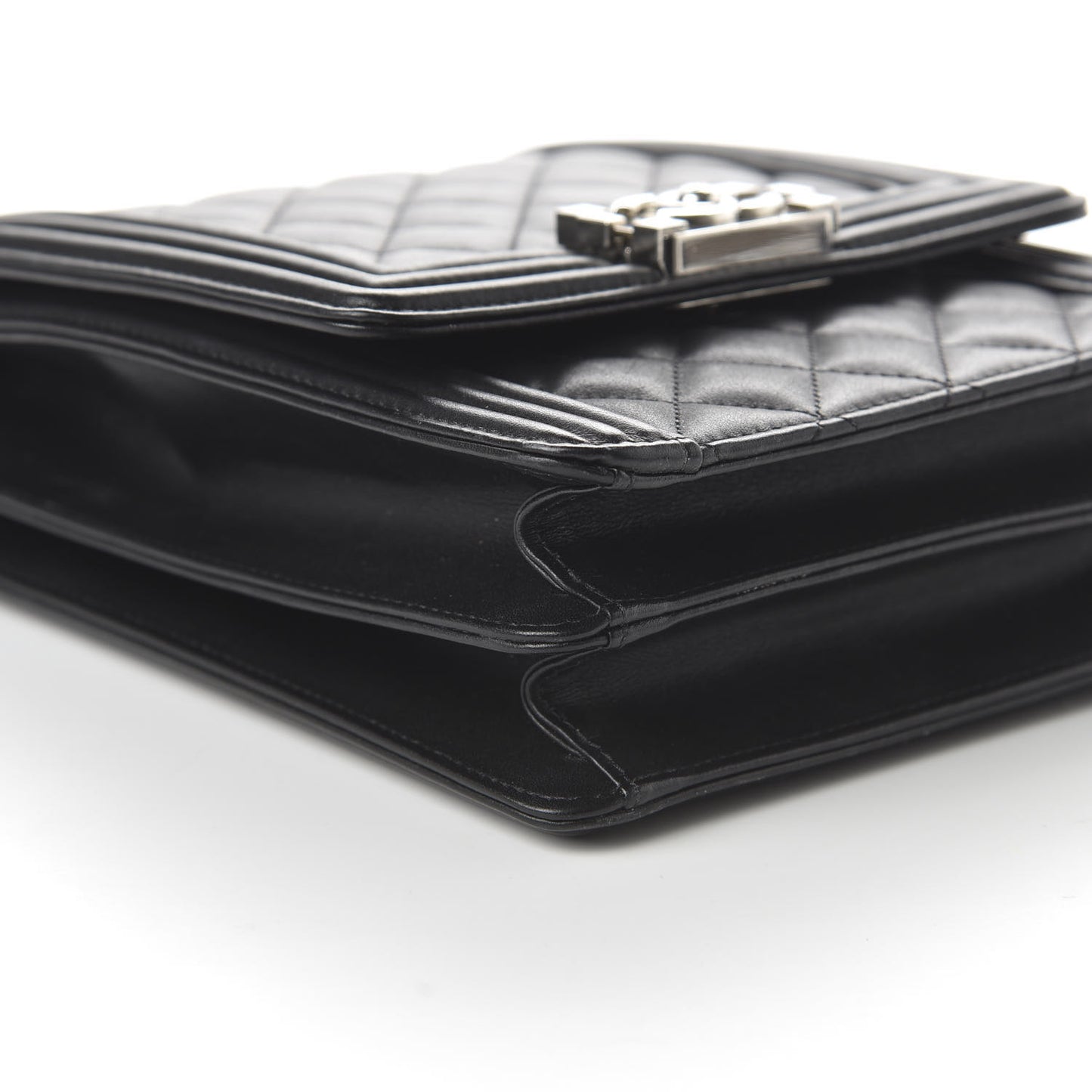 Calfskin Quilted North South Boy Flap Black