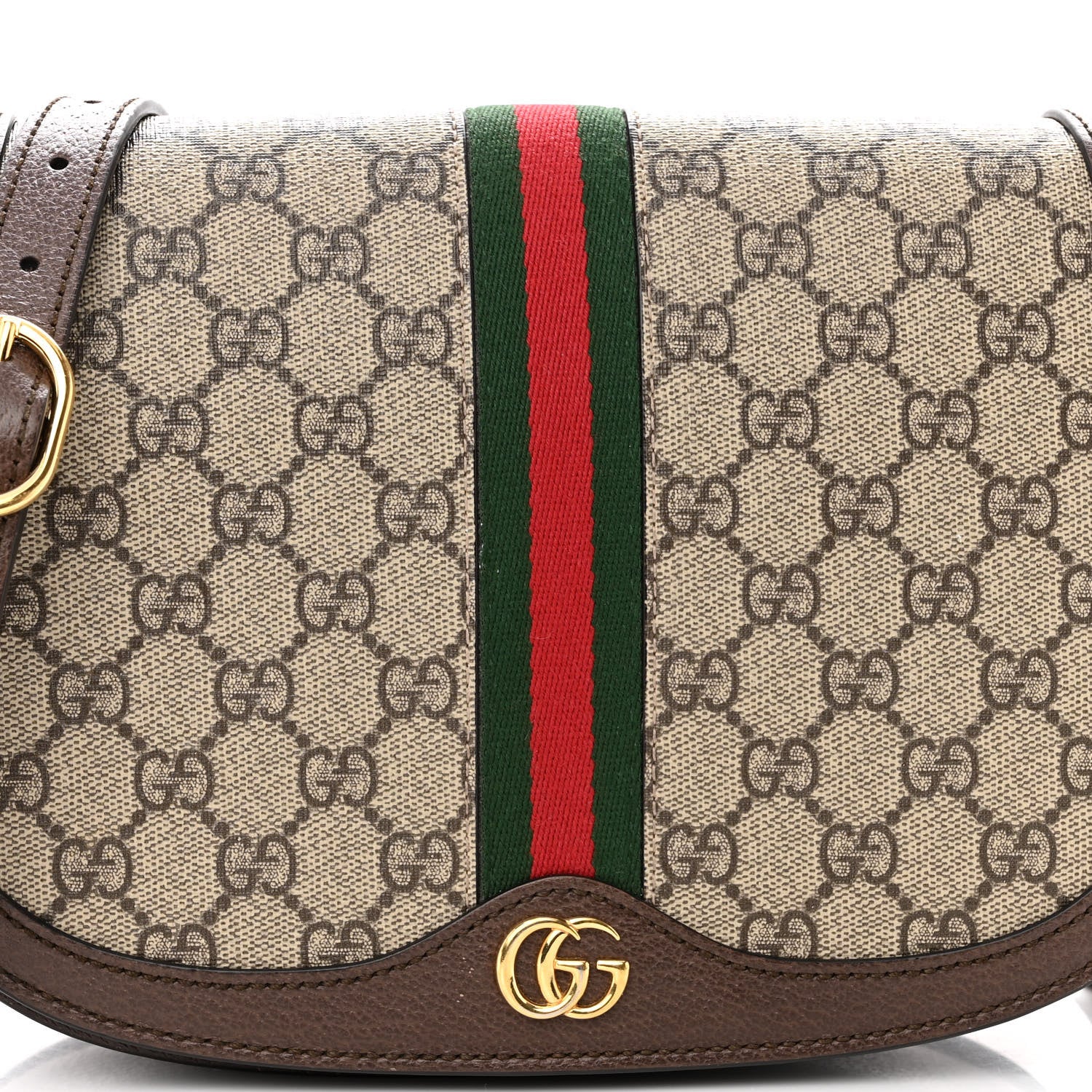 Gucci GG Supreme Monogram Web Small Ophidia Flap Messenger Bag Brown 7 of 14