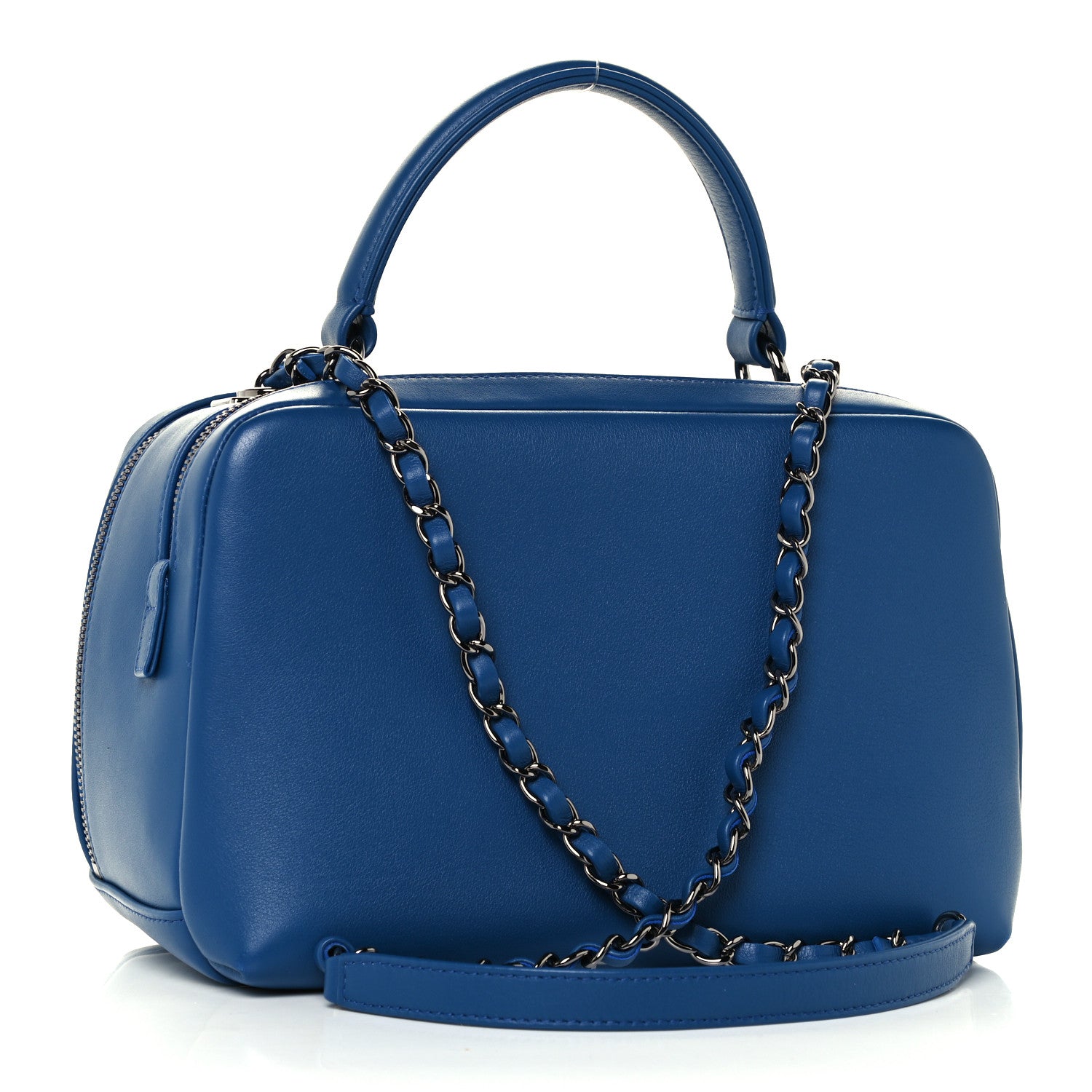 Chanel Calfskin Small Trendy CC Bowling Bag Blue 3 of 11