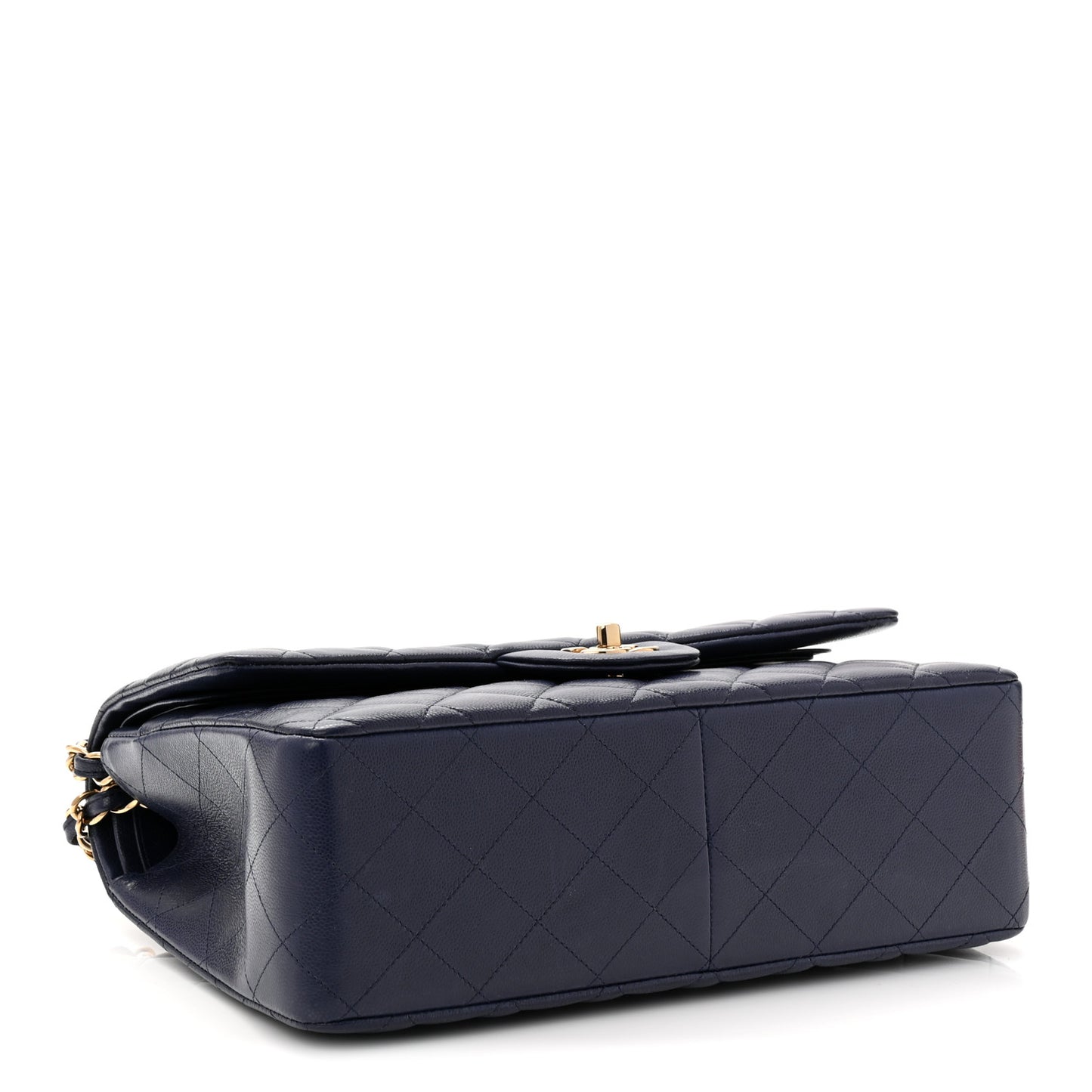 Caviar Quilted Jumbo Double Flap Dark Navy