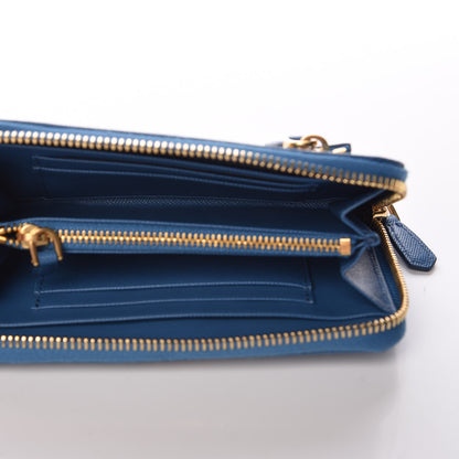 Prada Saffiano Metal Zip Around Wallet Cobalto 5 of 7