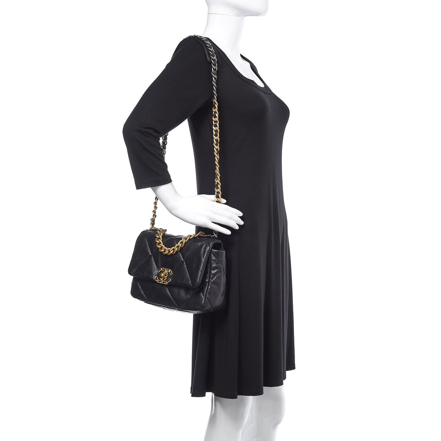 Chanel Lambskin Quilted Medium 19 Flap Black 2 of 11