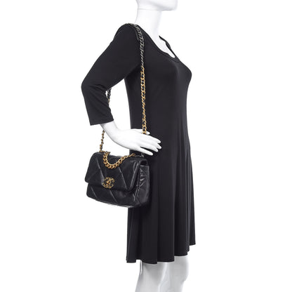 Chanel Lambskin Quilted Medium 19 Flap Black 2 of 11