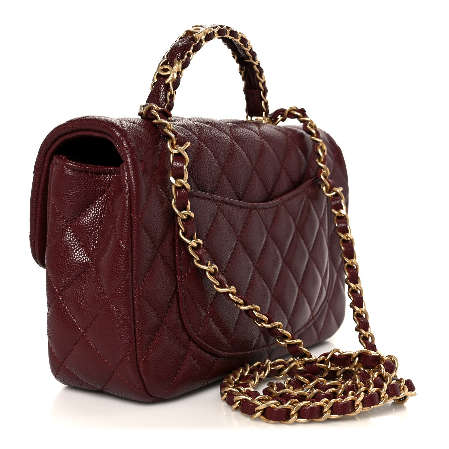 Chanel Caviar Quilted Small Handy CC Flap Burgundy 3 of 12