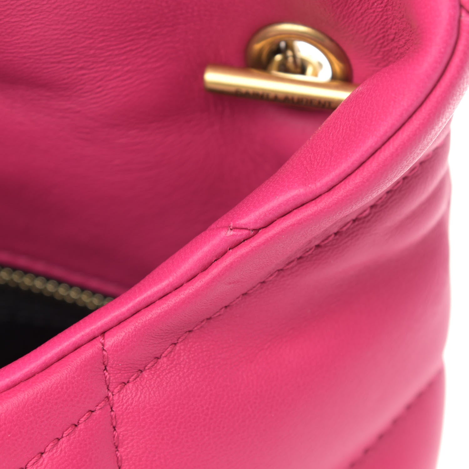 Saint Laurent Lambskin Quilted Toy Loulou Puffer Monogram Chain Satchel Bubblegum 12 of 14