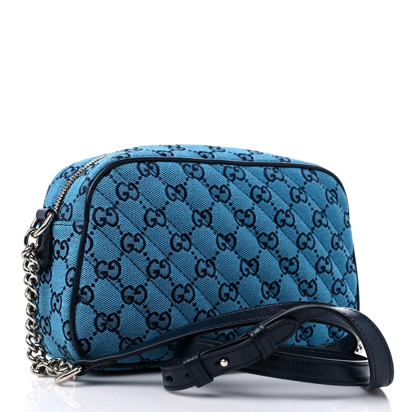 Monogram Multicolor Matelasse Diagonal Small GG Marmont Chain Shoulder Bag Light Blue