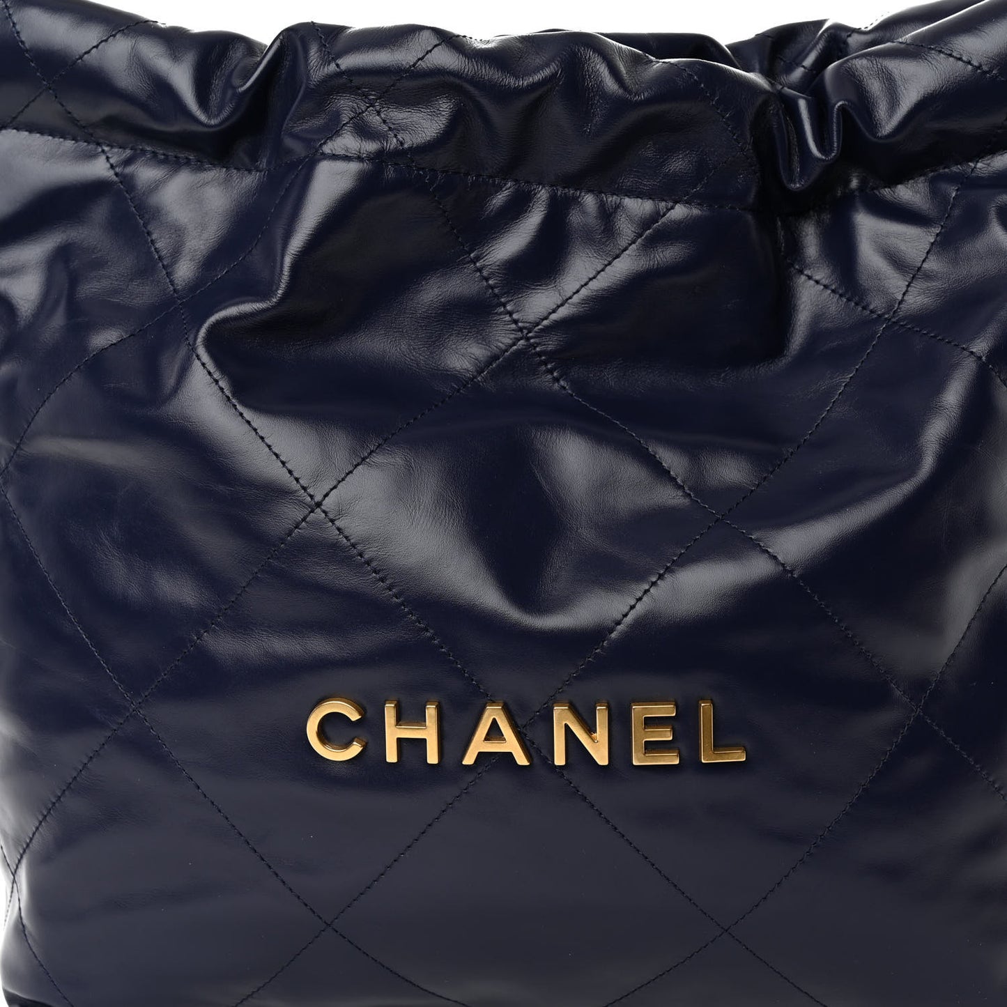 Shiny Calfskin Quilted Small Chanel 22 Navy