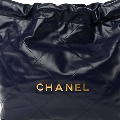 Chanel Shiny Calfskin Quilted Small Chanel 22 Navy 9 of 11