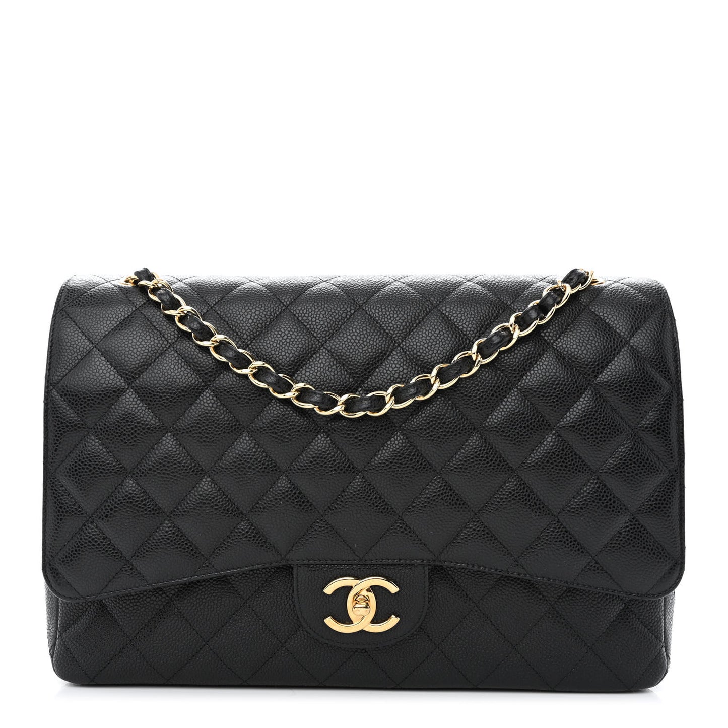 Caviar Quilted Maxi Double Flap Black
