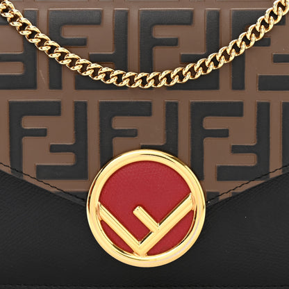 Fendi Vitello Cruise F is Fendi Bi-Color FF 1974 Embossed Medium Envelope Wallet On Chain Black Maya 8 of 10