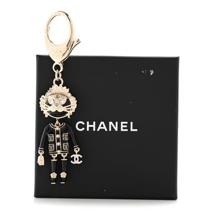 Chanel Crystal Pearl Lion Keychain Black Gold 3 of 3