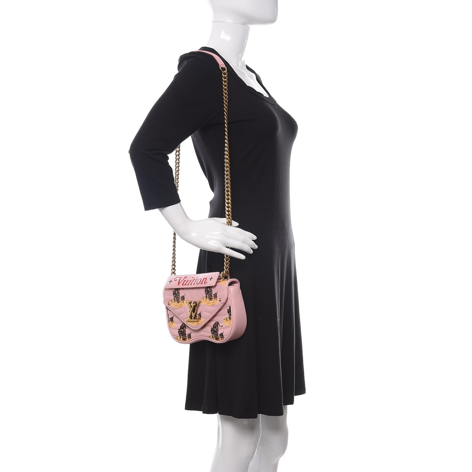Louis Vuitton Calfskin Leopard Print New Wave Chain PM Light Pink 2 of 9