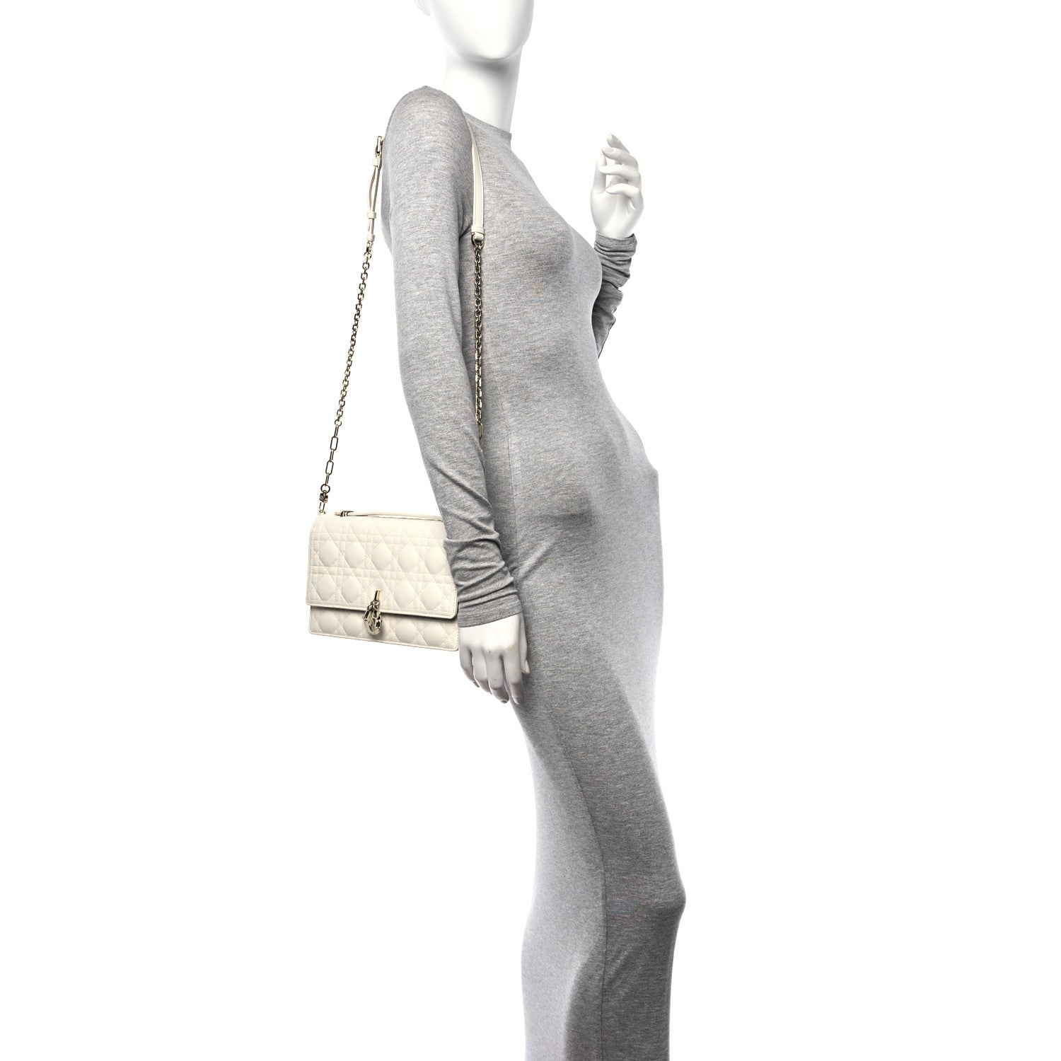 Christian Dior Lambskin Cannage My Dior Top Handle Bag White 2 of 11