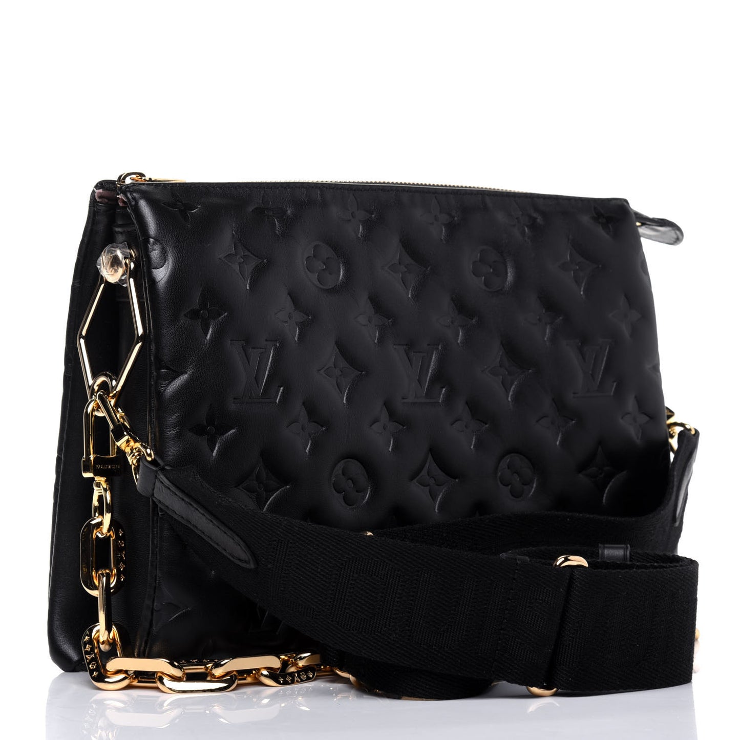 Lambskin Embossed Monogram Coussin PM Black