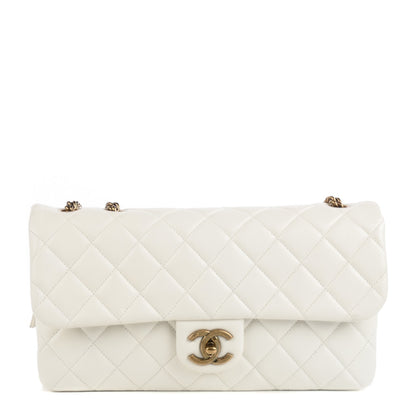 Chanel Calfskin Quilted Medium CC Crown Flap White 1 of 9