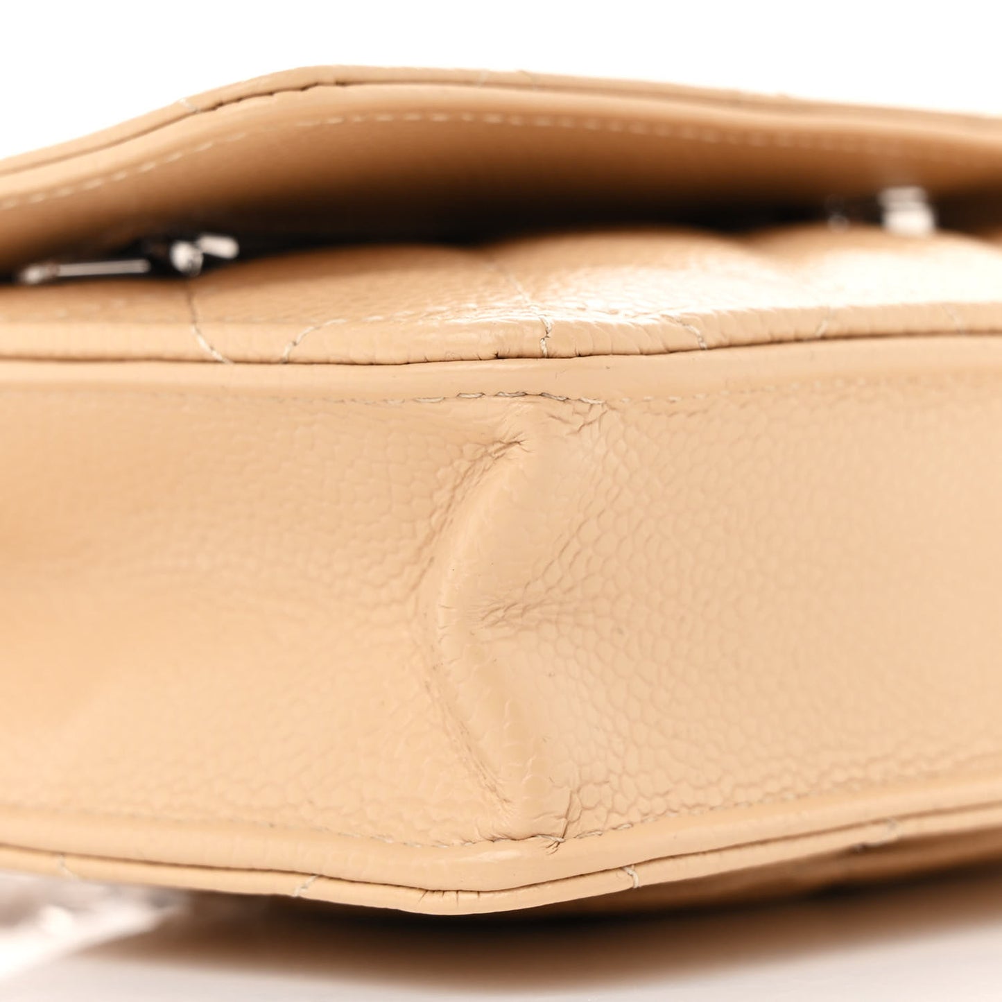 Caviar Quilted Wallet on Chain WOC Beige
