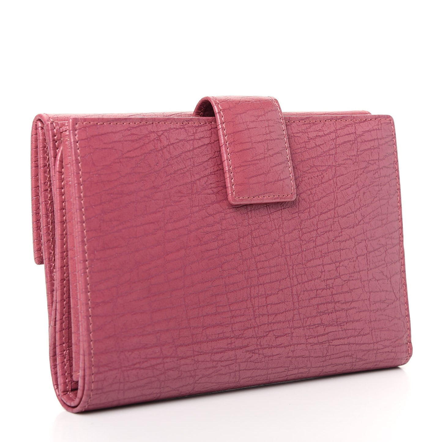 Textured Calfskin French Flap Wallet Pink