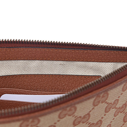 Gucci X MLB GG Monogram NY Yankees Zip Wristlet Pouch Beige Ruggine Ivory 9 of 11