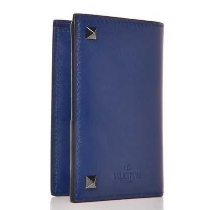 Valentino Garavani Vitello Rockstud Bi-Fold Wallet Blue 3 of 9