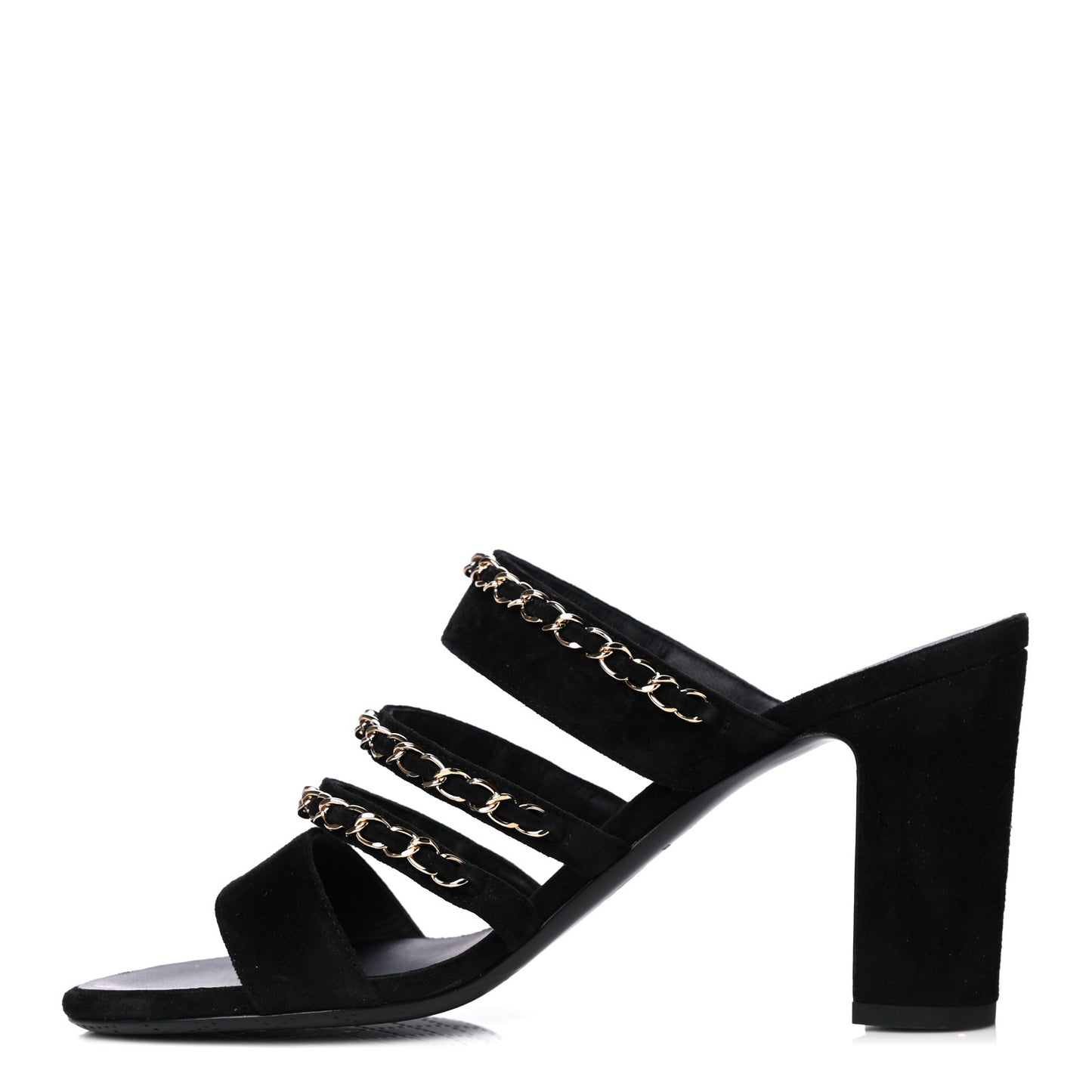 Velvet Chain CC Mule Sandals 37.5 Black
