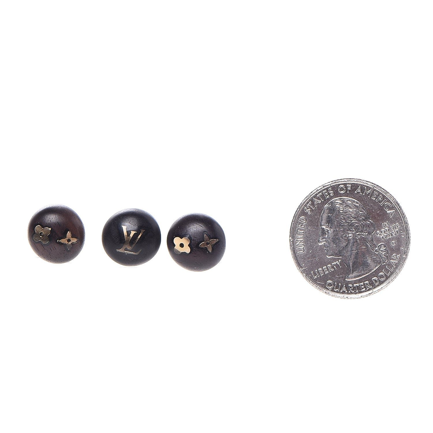 Louis Vuitton Tiger Wood Brass Silvania Stud Earrings 2 of 5