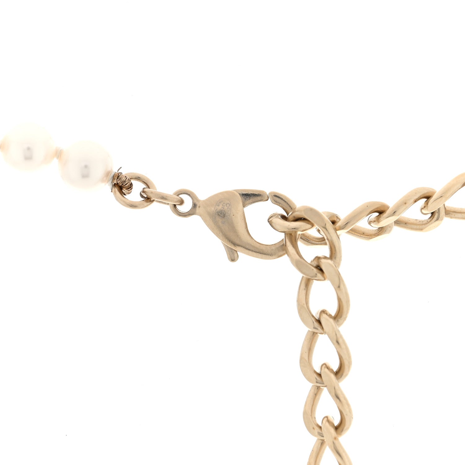 Chanel Pearl Crystal Baguette CC Short Necklace Gold 4 of 5