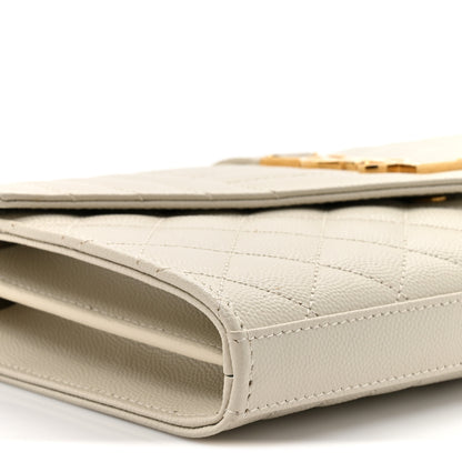 Saint Laurent Grain De Poudre Mixed Matelasse Triquilt Monogram Chain Wallet Crema Soft 11 of 12