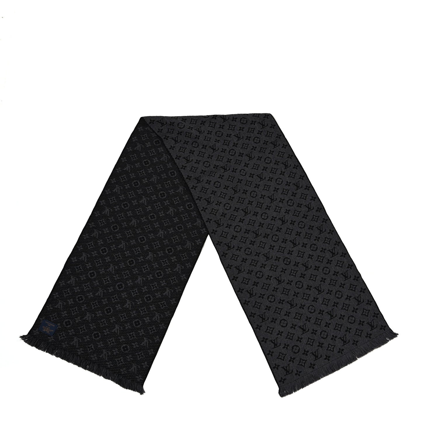 Wool Monogram Classic Scarf Charcoal Grey