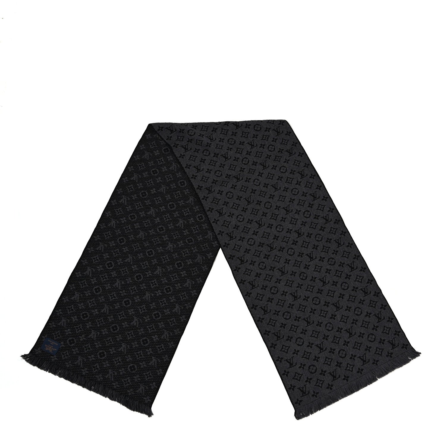 Louis Vuitton Wool Monogram Classic Scarf Charcoal Grey 2 of 4
