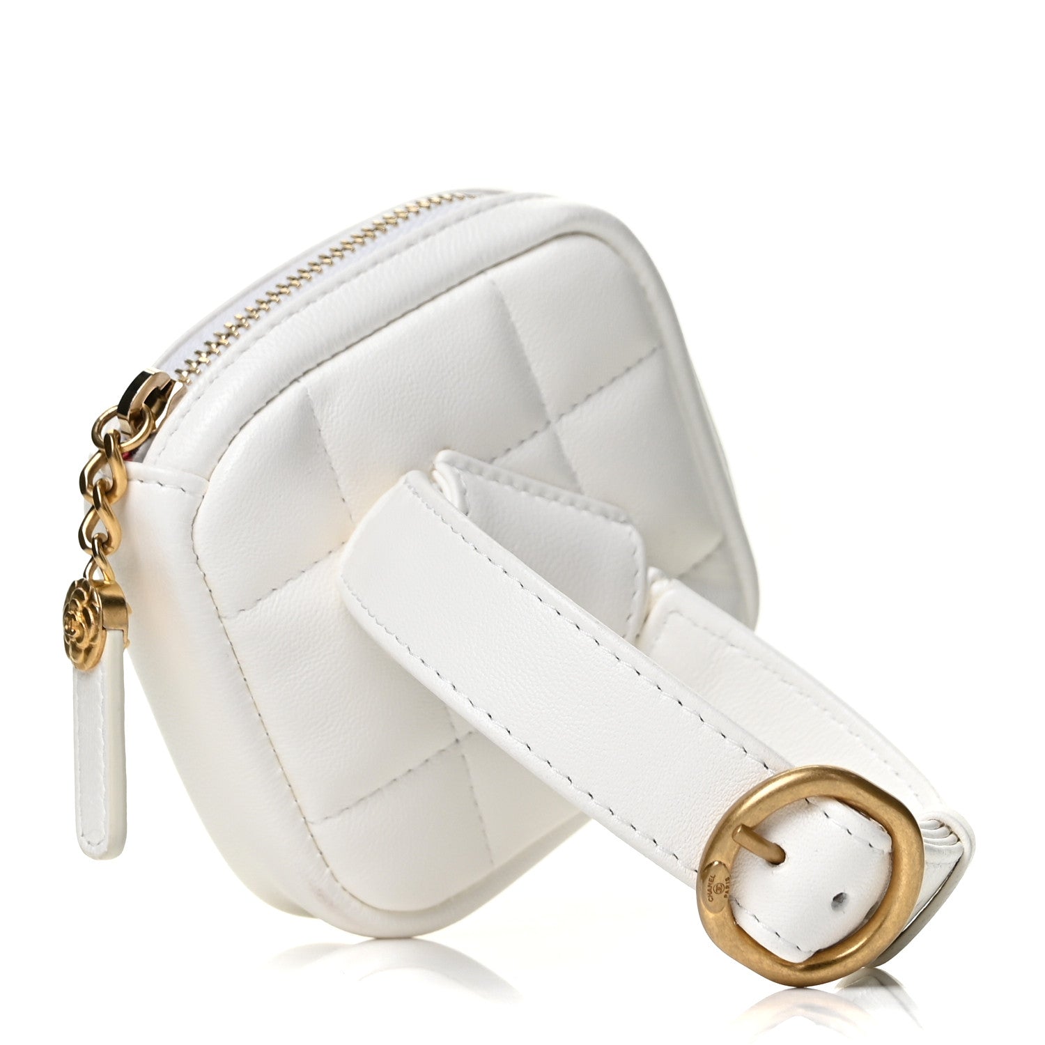 Chanel Lambskin Quilted Diamond Arm Coin Purse White 3 of 8