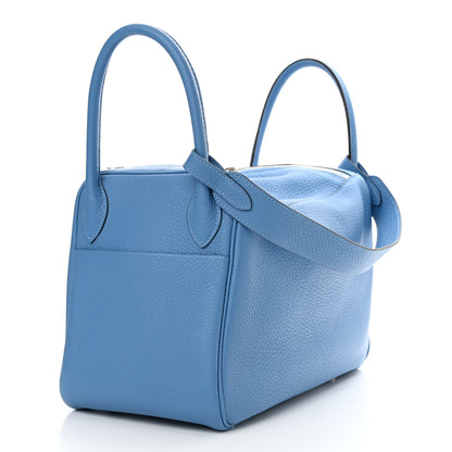 Hermes Taurillon Clemence Lindy 30 Bleu Paradis 3 of 15